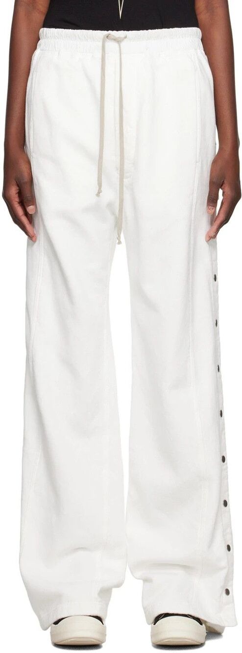 Rick Owens DRKSHDW Sweatpants Mens XXL White Snap Side Relaxed Pusher Pant $1110